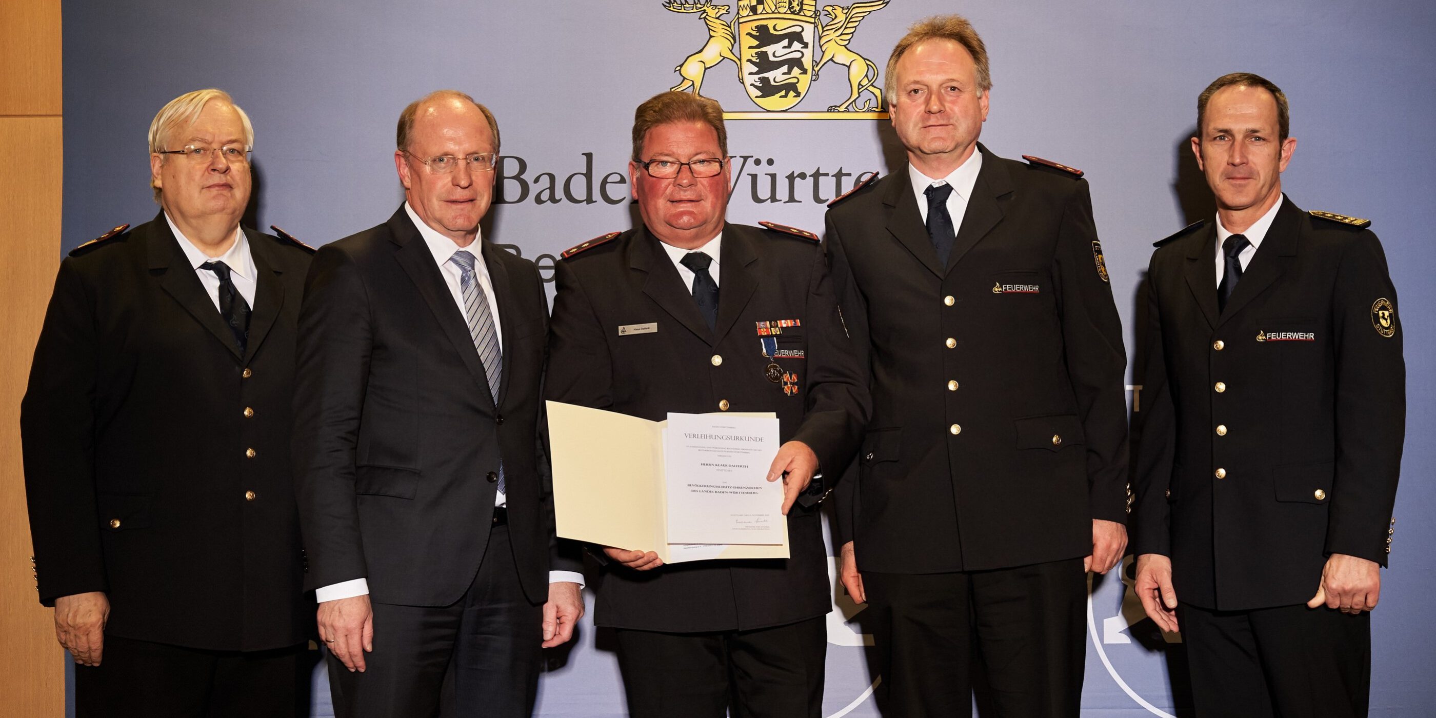 Personen von links nach rechts: Dr. Frank Knödler, Wilfried Klenk, Klaus Dalferth, Thomas Häfele, Dr. Georg Belge | Fotograf: Steffen Schmid